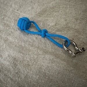 Homemade Blue Paracord Keychain with Silver Shackle
